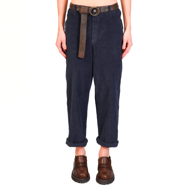 Zeroassoluto-Pantalone LORY velluto millerighe elasticizzato - blu