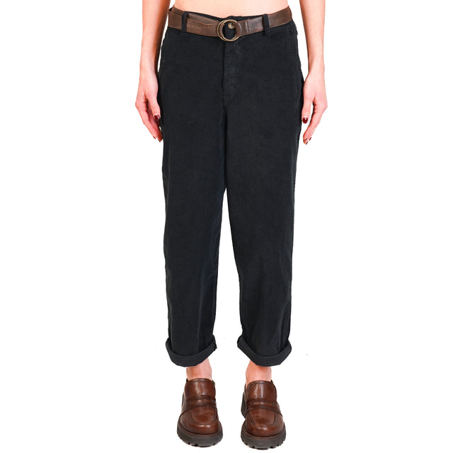 Zeroassoluto-LORY stretch corduroy trousers - black