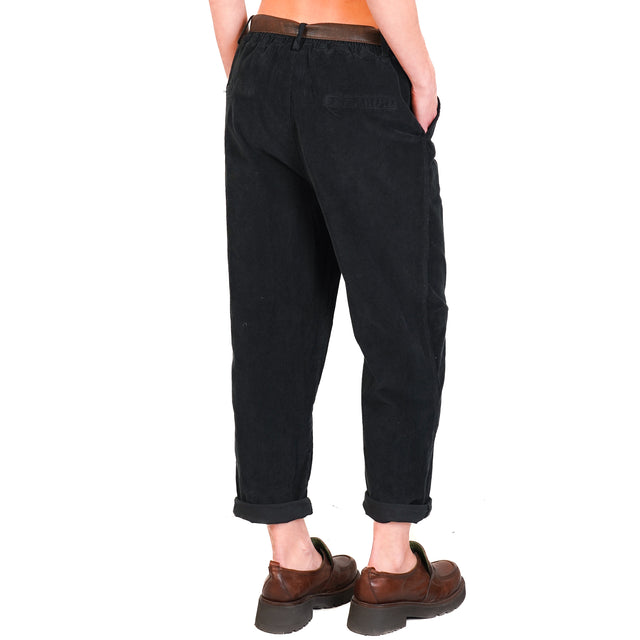 Zeroassoluto-LORY stretch corduroy trousers - black