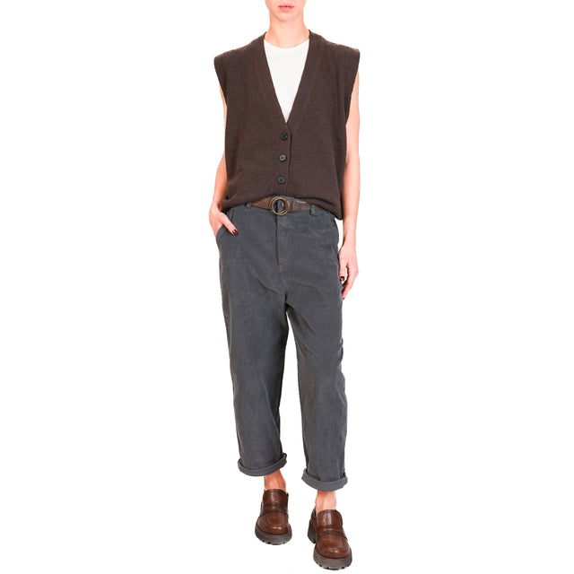 Zeroassoluto-LORY stretch corduroy trousers - lead