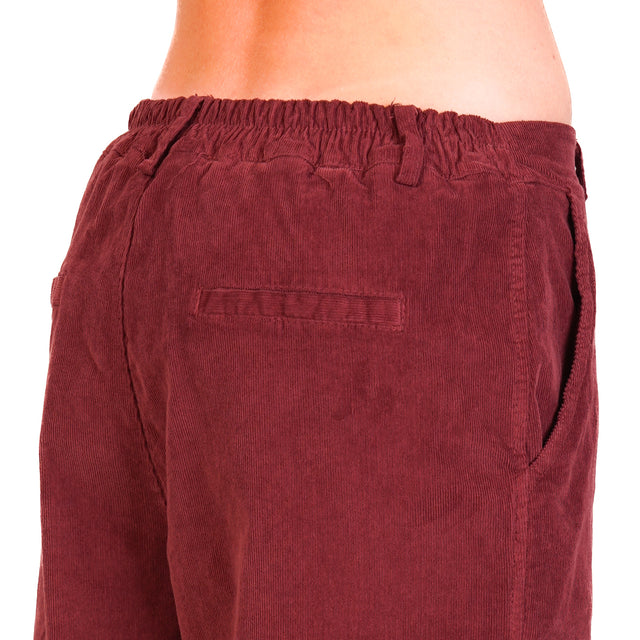 Zeroassoluto-Pantalone LORY velluto millerighe elasticizzato - vino