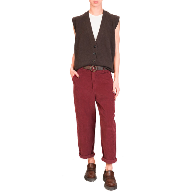 Zeroassoluto-LORY stretch corduroy trousers - wine