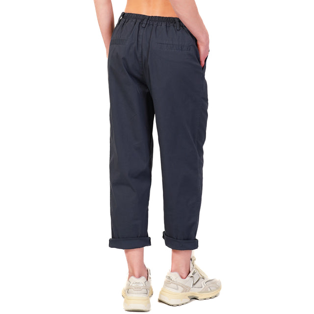 Zeroassoluto-Pantalone LORY baggy cotone elasticizzato - blu