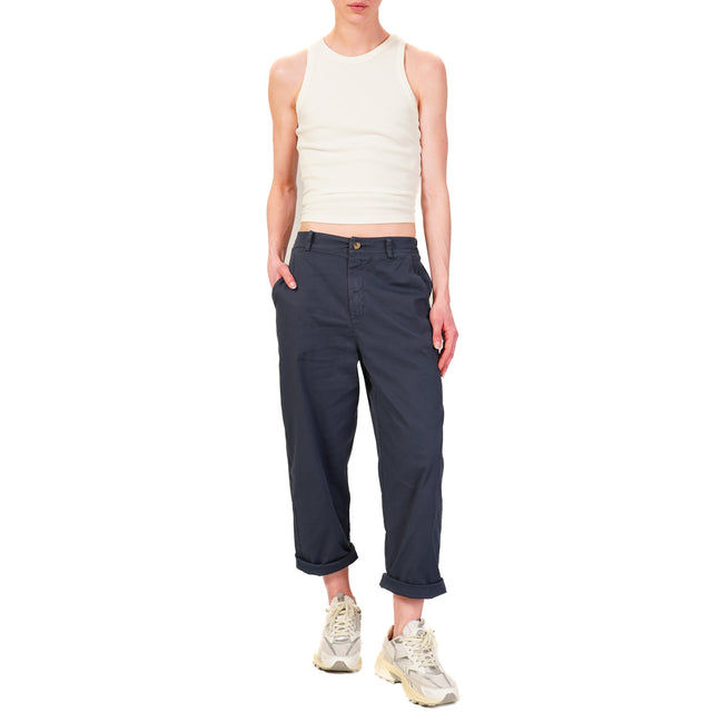 Zeroassoluto-Pantalone LORY baggy cotone elasticizzato - blu