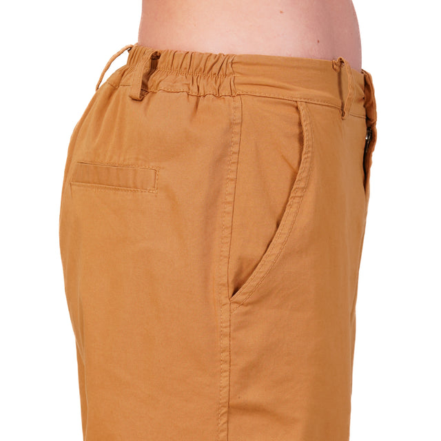 Zeroassoluto-Pantalone LORY baggy cotone elasticizzato - caramel