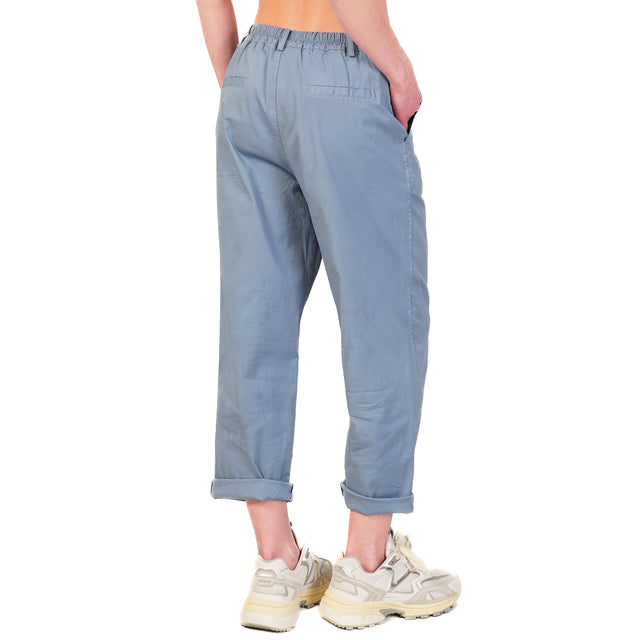 Zeroassoluto-Pantalone LORY baggy cotone elasticizzato - avio