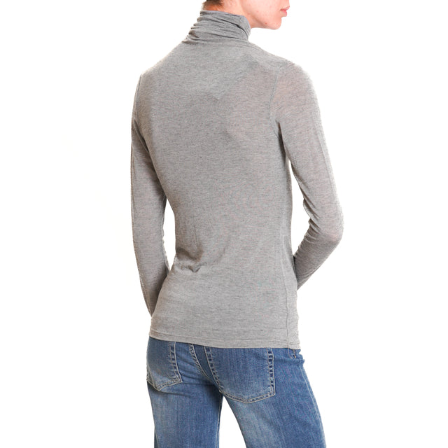 Zeroassoluto-T-shirt collo alto misto cashmere - grigio