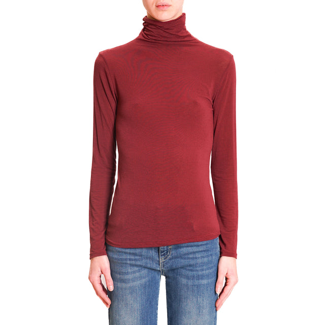 Zeroassoluto-T-shirt collo alto misto cashmere - vino