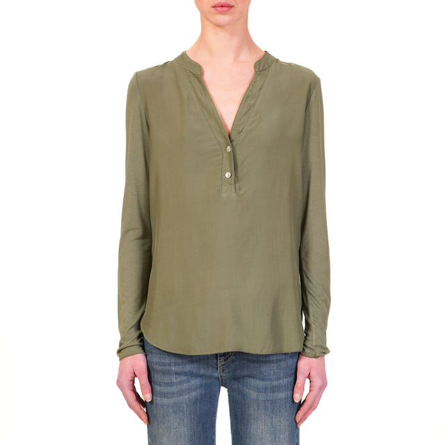 Zeroassoluto-Camicia chester doppio tessuto - militare