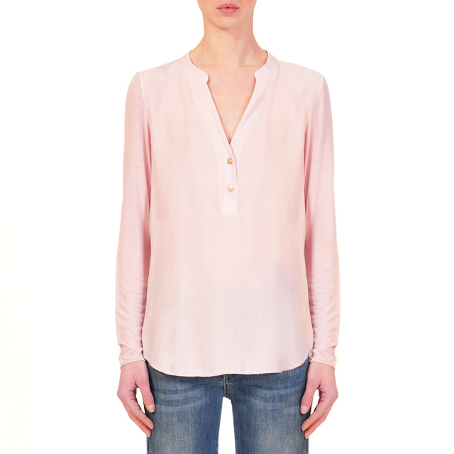 Zeroassoluto-Camicia chester doppio tessuto - rosa