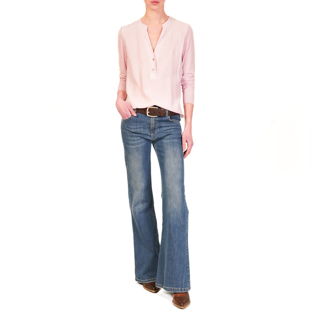 Zeroassoluto-Camicia chester doppio tessuto - rosa