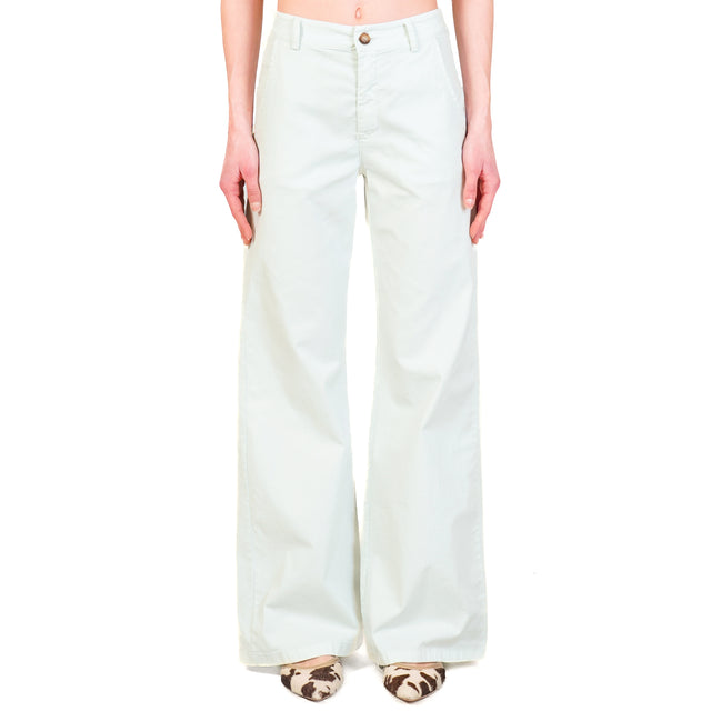 Zeroassoluto-Pantalone LILLY palazzo cotone elasticizzato - acqua