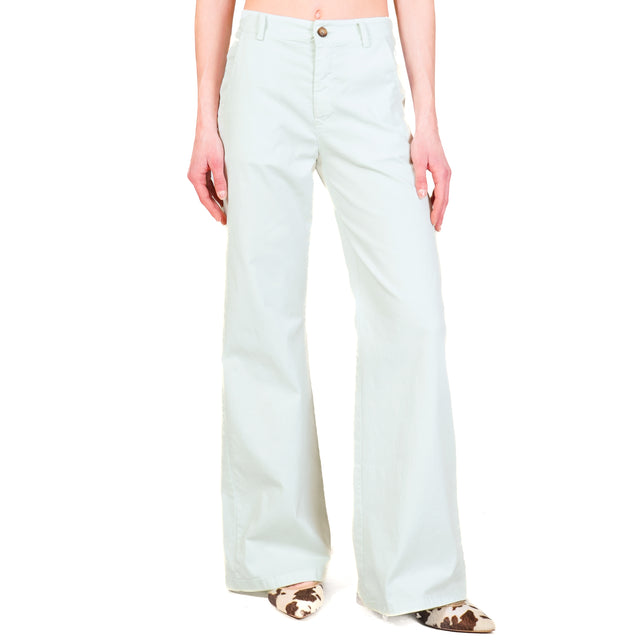 Zeroassoluto-Pantalone LILLY palazzo cotone elasticizzato - acqua