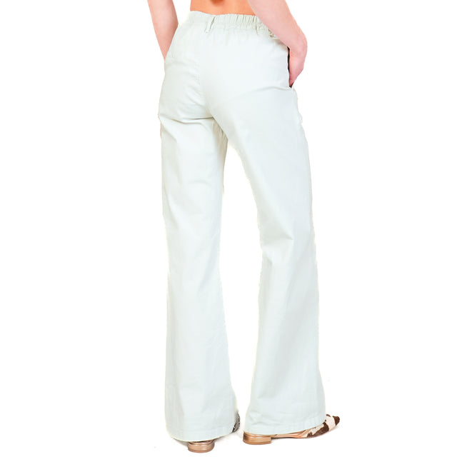 Zeroassoluto-Pantalone LILLY palazzo cotone elasticizzato - acqua