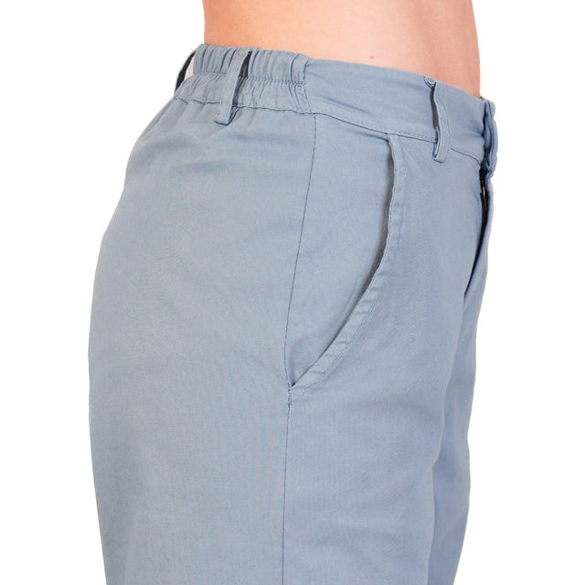 Zeroassoluto-Pantalone LILLY palazzo cotone elasticizzato - avio