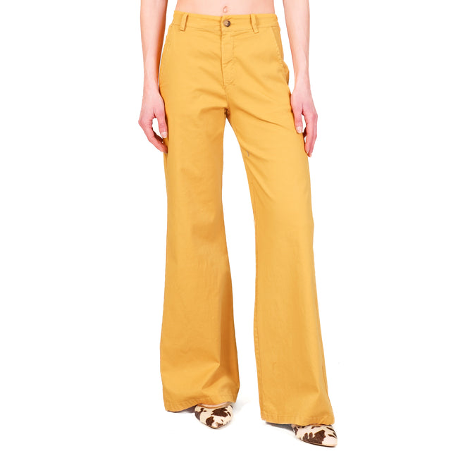 Zeroassoluto-Pantalone LILLY palazzo cotone elasticizzato - girasole