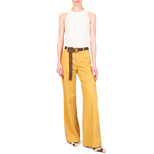 Zeroassoluto-Pantalone LILLY palazzo cotone elasticizzato - girasole