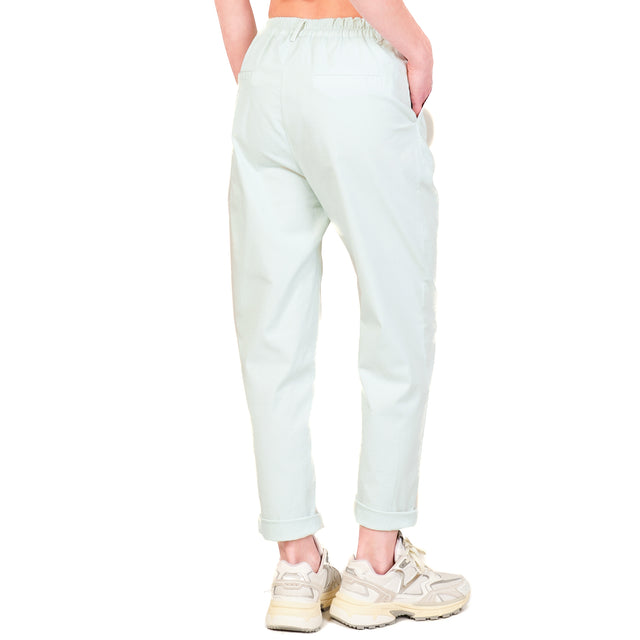 Zeroassoluto-Pantalone LOLA elastico dietro cotone elasticizzato - acqua