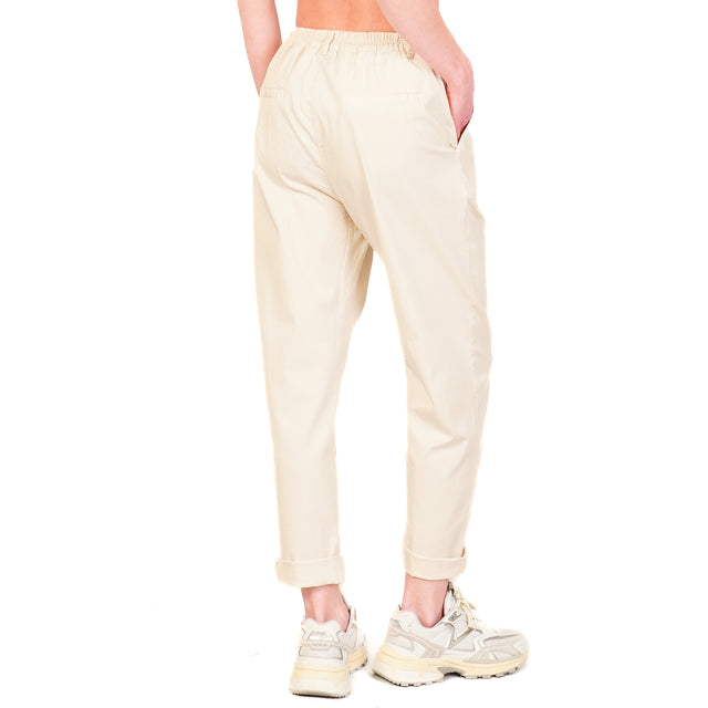 Zeroassoluto-Pantalone LOLA elastico dietro cotone elasticizzato - burro