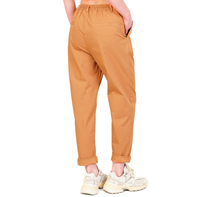 Zeroassoluto-Pantalone LOLA elastico dietro cotone elasticizzato - caramel