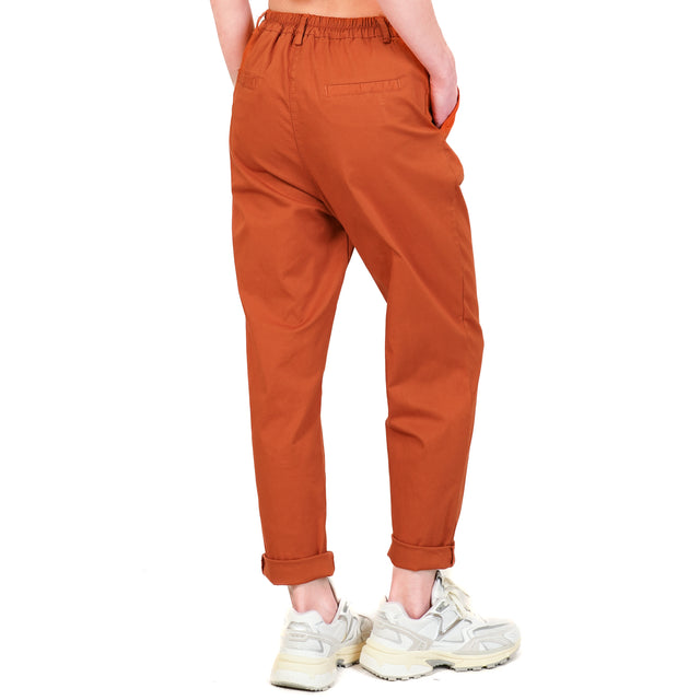 Zeroassoluto-Pantalone LOLA elastico dietro cotone elasticizzato - coccio