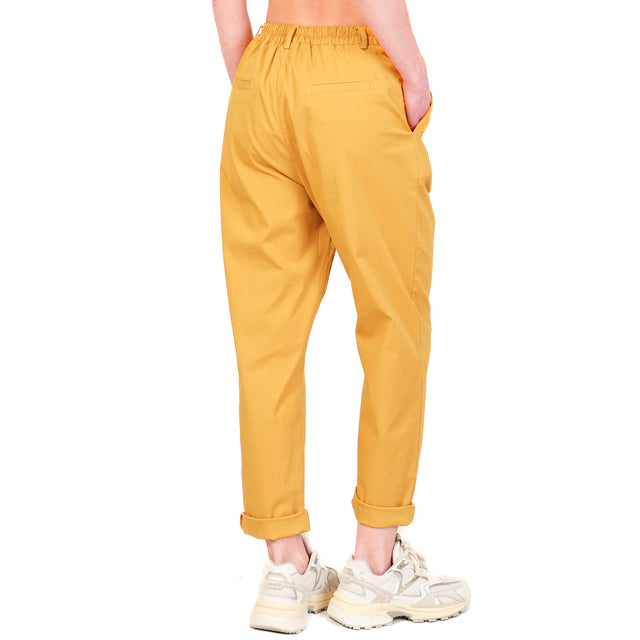 Zeroassoluto-Pantalone LOLA elastico dietro cotone elasticizzato - girasole