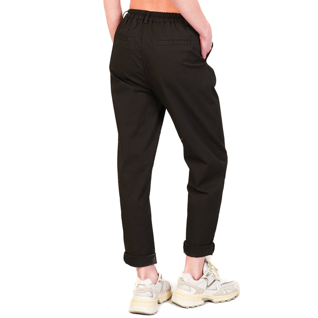 Zeroassoluto-Pantalone LOLA elastico dietro cotone elasticizzato - nero