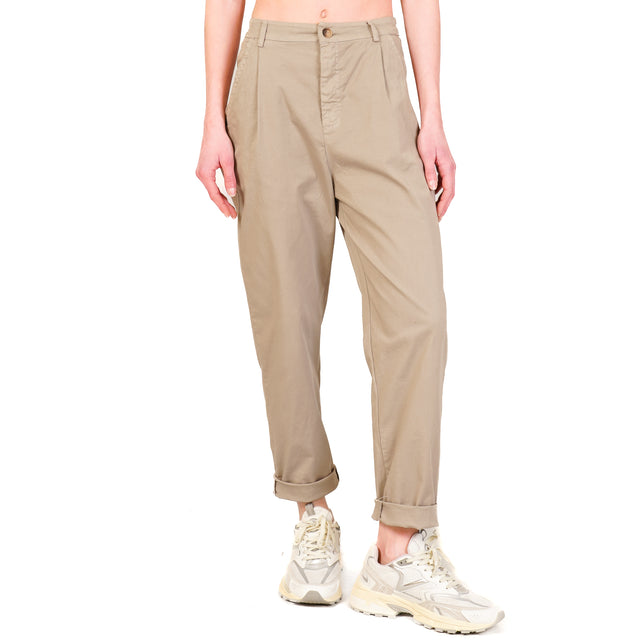 Zeroassoluto-Pantalone LOLA elastico dietro cotone elasticizzato - taupe