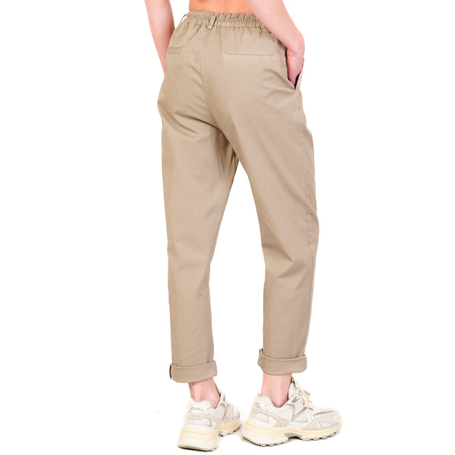 Zeroassoluto-Pantalone LOLA elastico dietro cotone elasticizzato - taupe