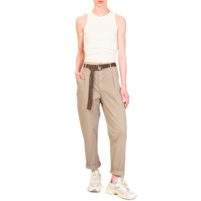 Zeroassoluto-Pantalone LOLA elastico dietro cotone elasticizzato - taupe