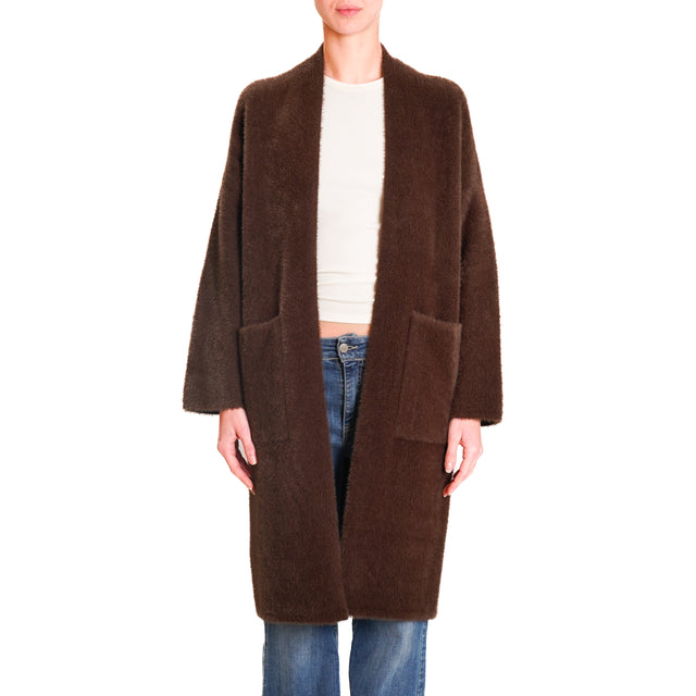 Zeroassoluto-Teddy bear coat with pockets - dark brown