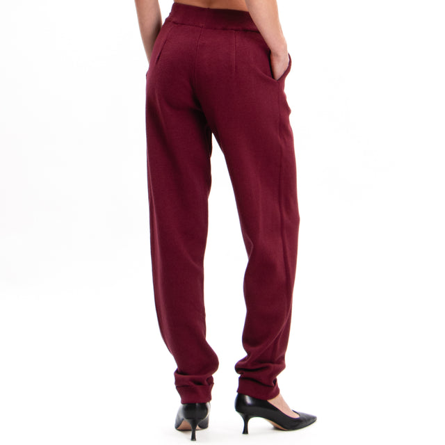 Zeroassoluto-Pantalone in maglia con coulisse - vino