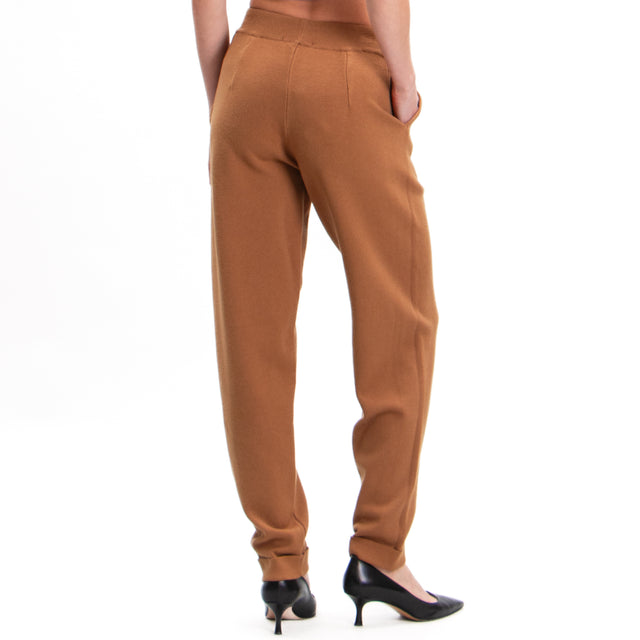 Zeroassoluto-Pantalone in maglia con coulisse - camel