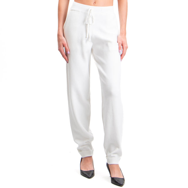 Zeroassoluto-Knitted trousers with drawstring - off white