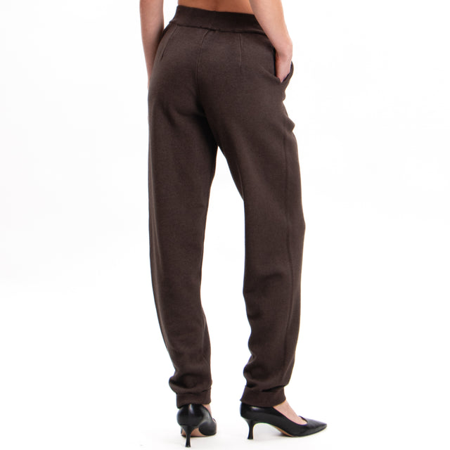 Zeroassoluto-Pantalone in maglia con coulisse - cioccolato