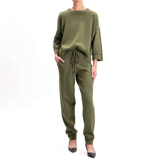 Zeroassoluto-Pantalone in maglia con coulisse - militare