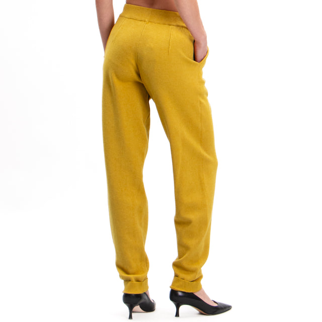 Zeroassoluto-Knitted trousers with drawstring - oil