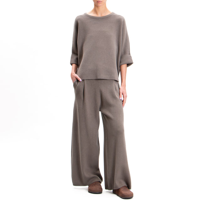 Zeroassoluto-Pantalone in maglia con pinces - taupe