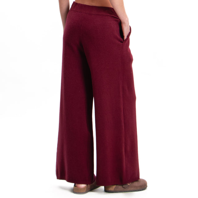 Zeroassoluto-Pantalone in maglia con pinces - vino