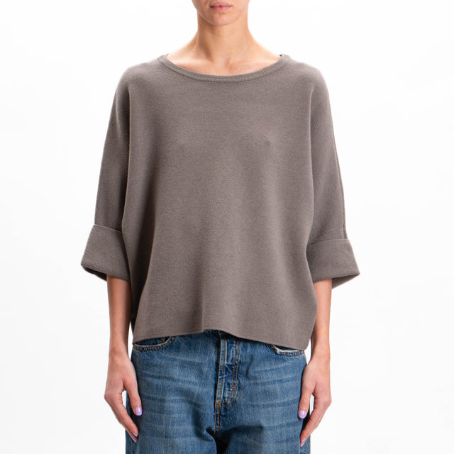 Zeroassoluto-Maglia scatola manica 3/4 - taupe