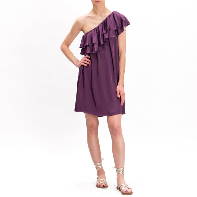 Vestido Tension de raso con un solo hombro - violeta