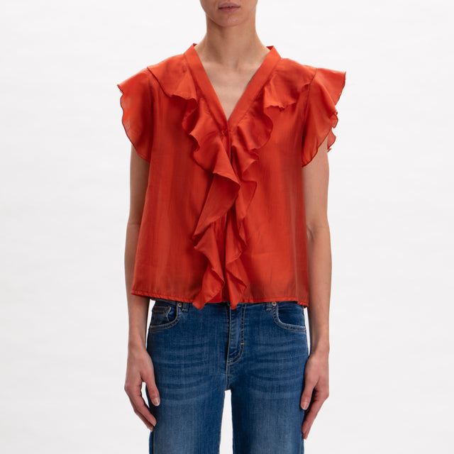 Tensione in-Camicia smanicata con rouches - arancio