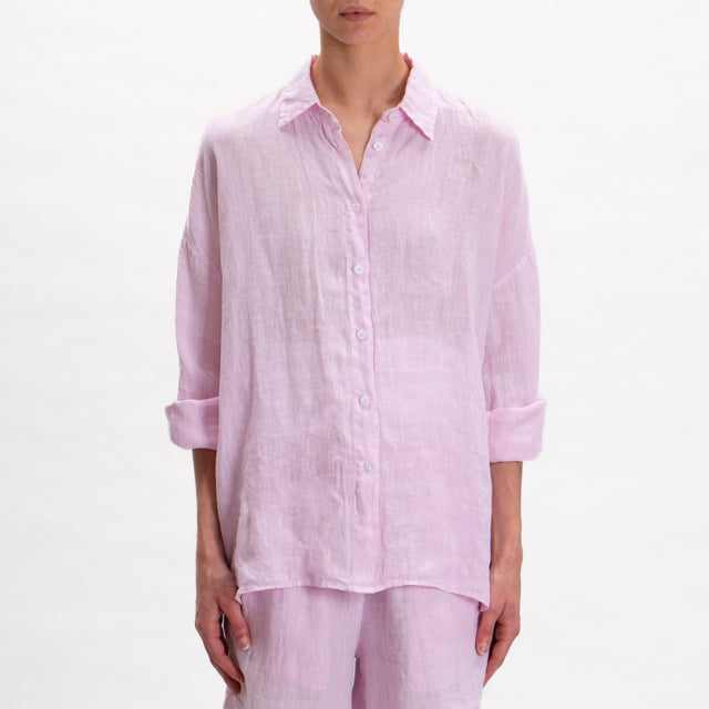 Tensione in- Camicia in lino oversize - rosa