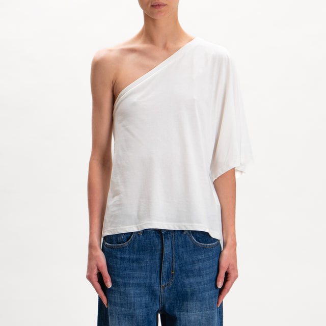 Camiseta Tension de algodón con un solo hombro - leche