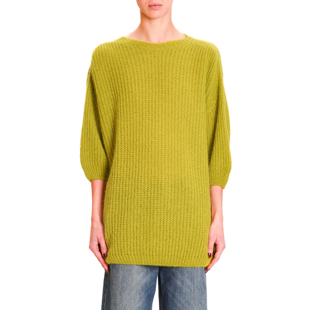 Zeroassoluto-Maglia over misto mohair manica 3/4 - olio