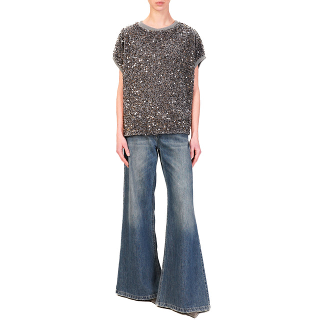 Motel-Blusa con paillettes - grigio