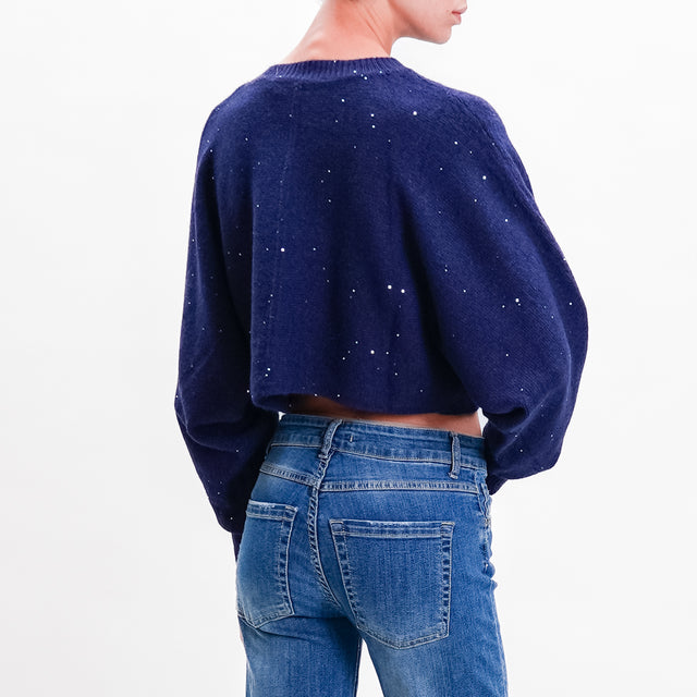 Haveone-Maglia crop micro paillettes - blu