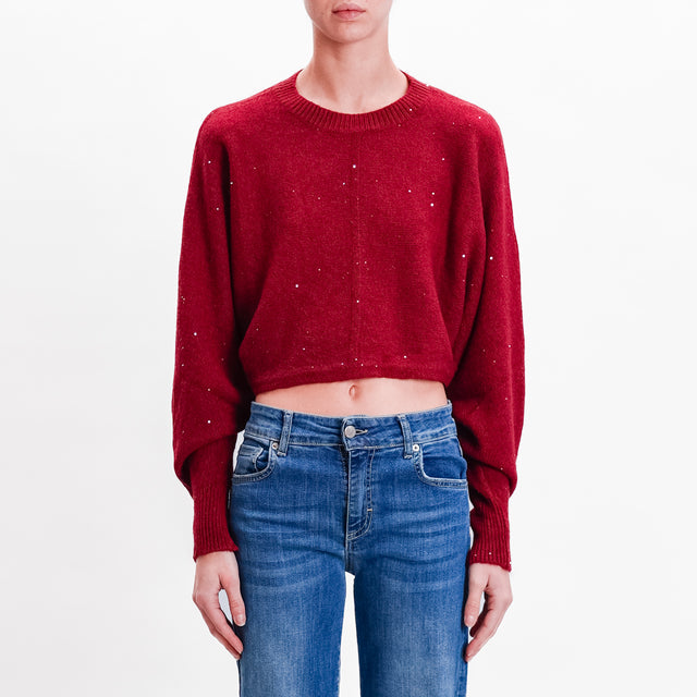 Haveone-Maglia crop micro paillettes - Bordeaux