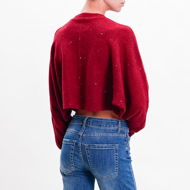 Haveone-Maglia crop micro paillettes - Bordeaux