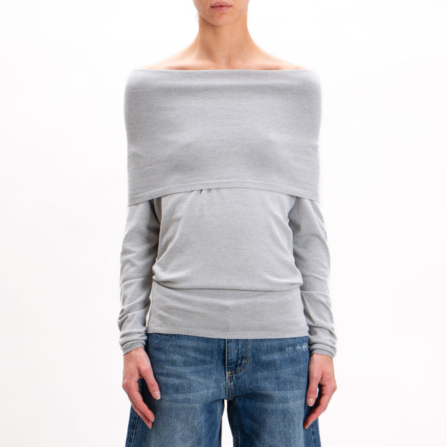 Kontatto-Shiffer Neck Sweater - Light Grey